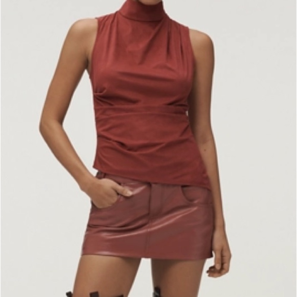 Anthropologie Mare Mare Faux-Suede High Neck Tank Top